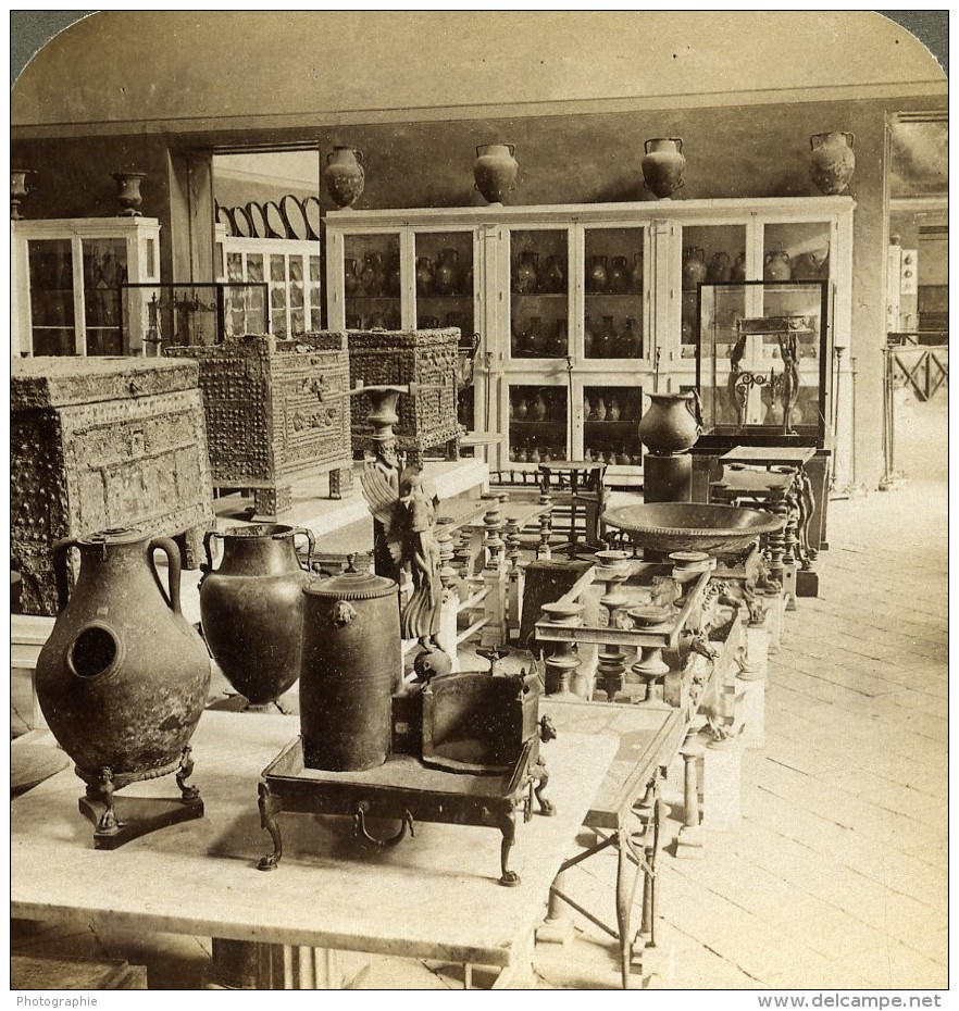 Italie Naples Pompei Pompeii Objets Trouvés Dans Les Ruines Ancienne Photo Stereo Underwood 1900 - Stereoscopic