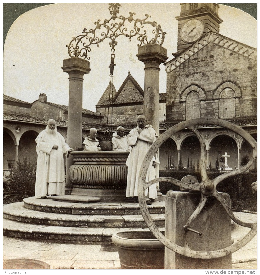 Florence Chartreuse De Galluzzo Certosa Di Firenze Ancienne Photo Stereo Underwood 1900 - Stereoscopic