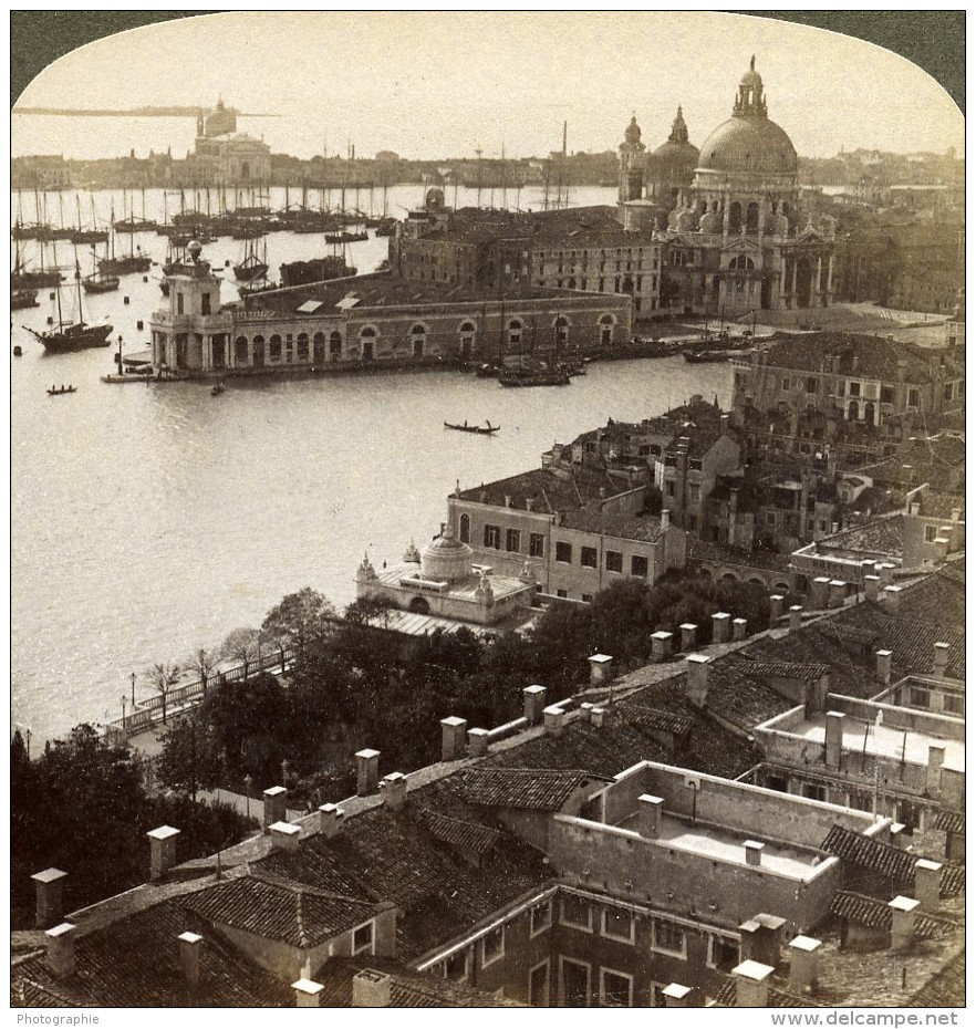 Italie Venise Venezia Panorama Sud Ouest Ancienne Photo Stereo Underwood 1900 - Stereoscopic