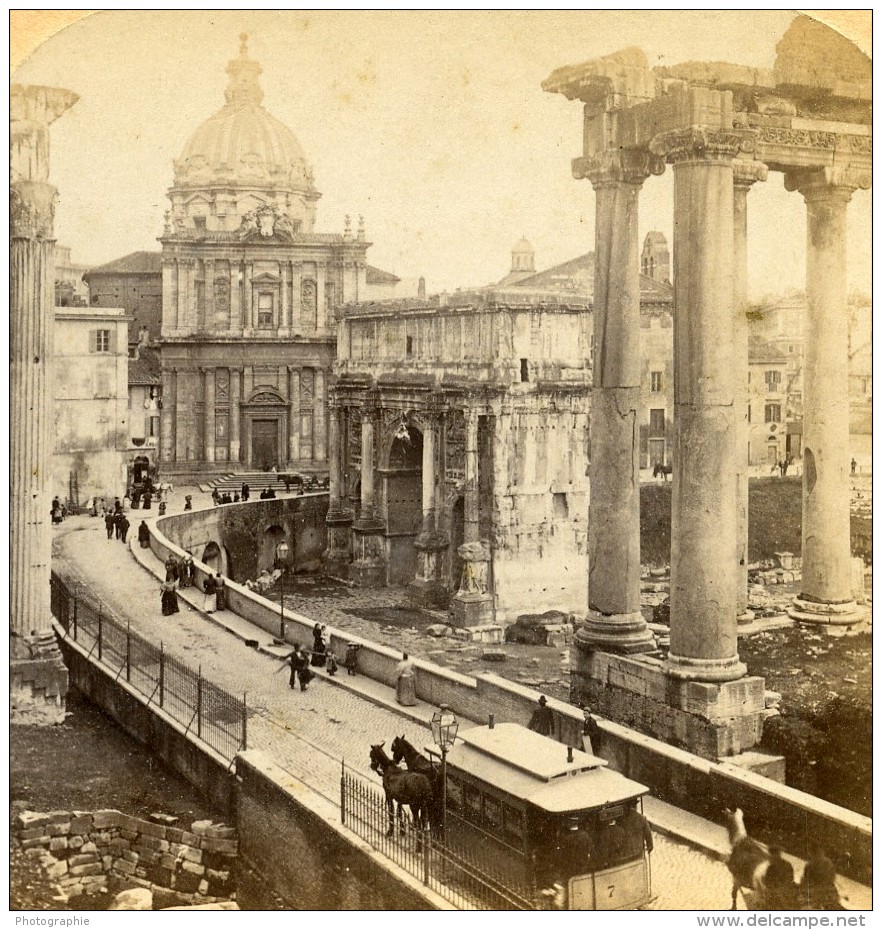 Italie Rome Roma Forum Temple De Saturne Ancienne Photo Stereo Underwood 1900 - Photos Stéréoscopiques