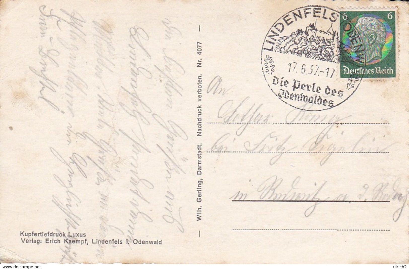 AK Höhenluftkurort Lindenfels Im Odenwald - Äusseres Stadttor - 1937 (31328) - Odenwald