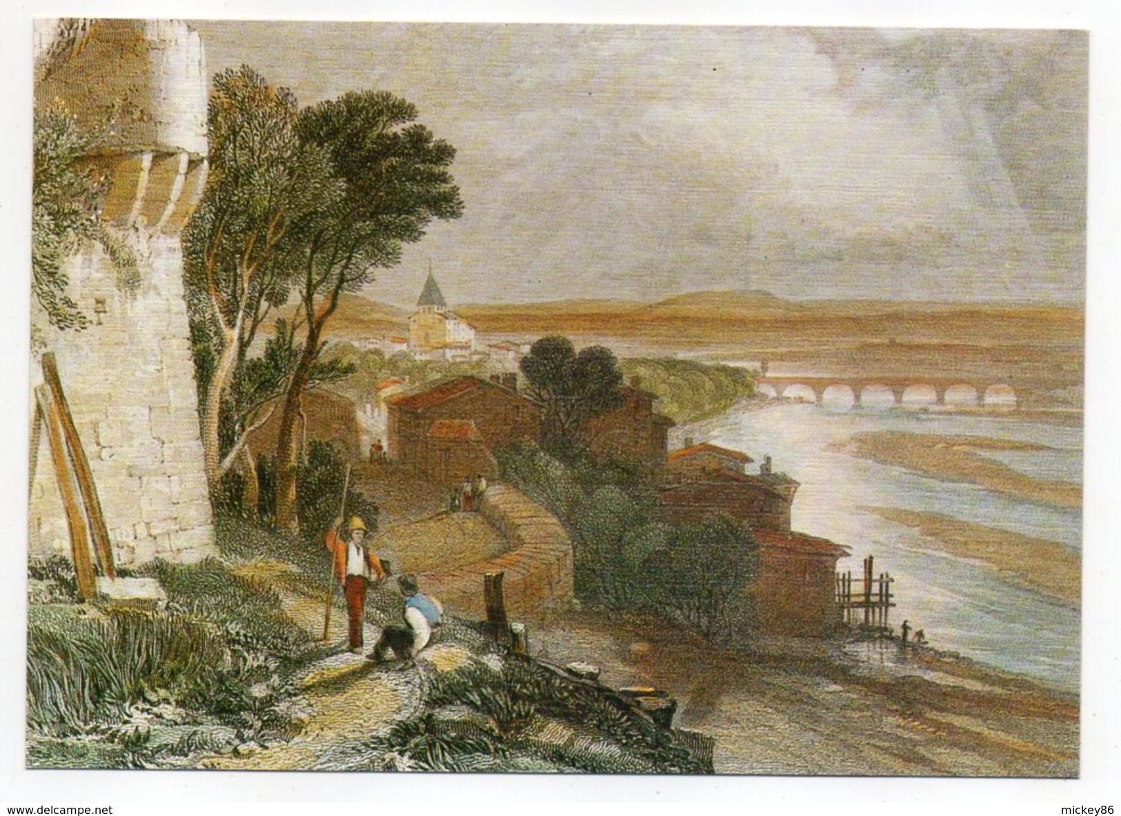 PONT DU CHATEAU--d'après Ancienne Lithographie ....carte Toilée - Pont Du Chateau