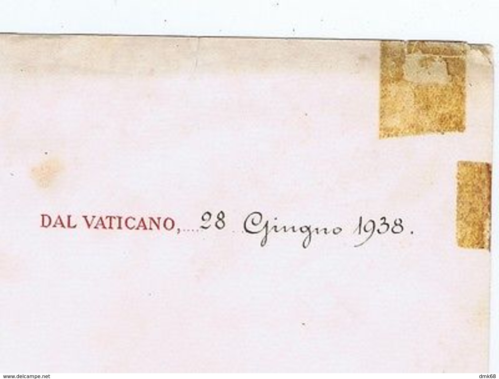 POPE PIO XII ( GIOVANNI PACELLI )  SIGNED / AUTOGRAPH LETTER YEAR 1938 - RARE - Other & Unclassified
