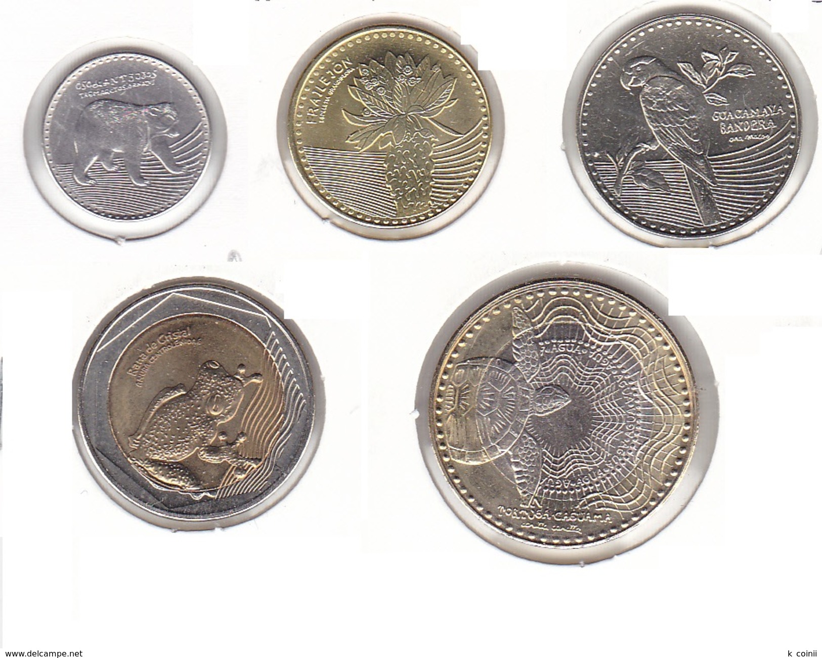 Colombia - Set Of 5 Coins Animals Bimetallic - UNC - Kolumbien