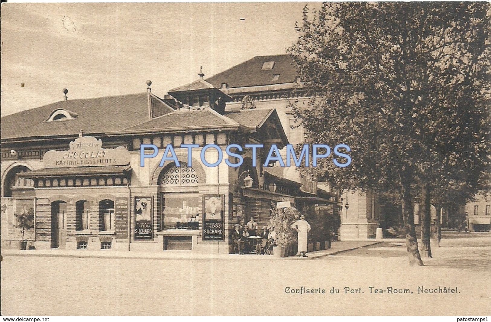 81607 SWITZERLAND NEUCHATEL CONFECTIONARY PORT TEA ROOM POSTAL POSTCARD - Port