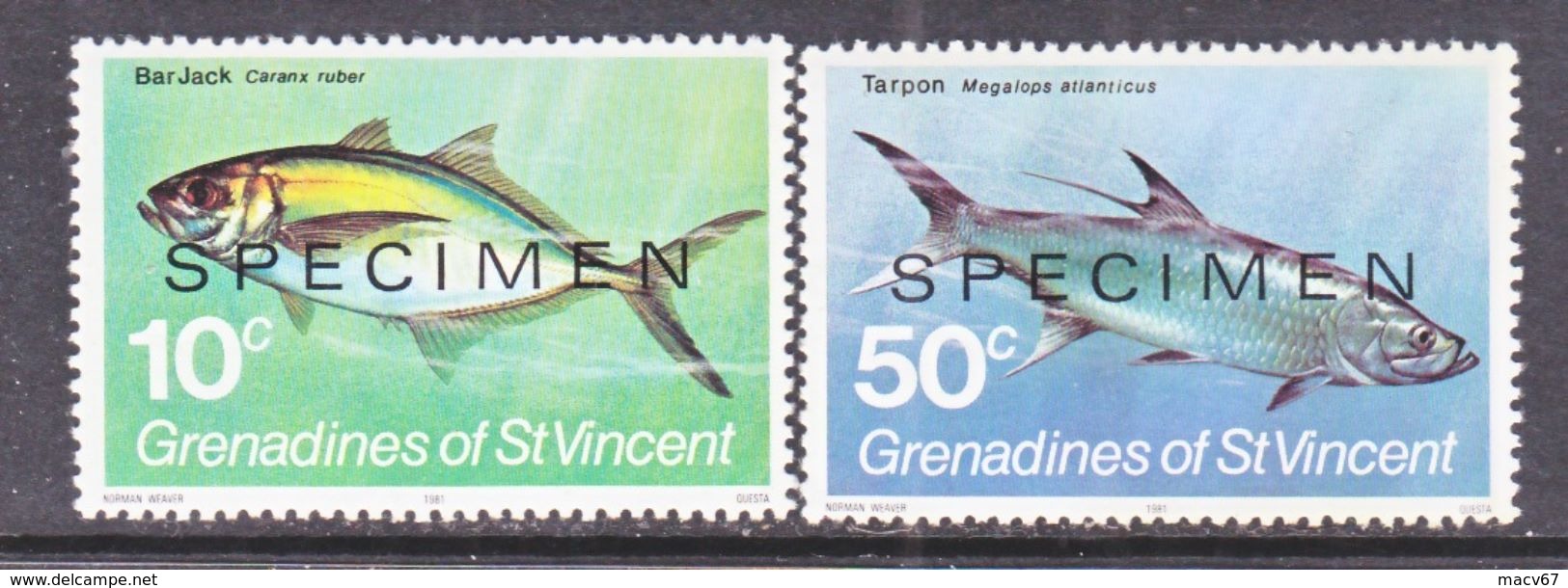 ST. VINCENT  GRENADINES  218-9    **    "SPECIMEN"   FISHES - Fishes