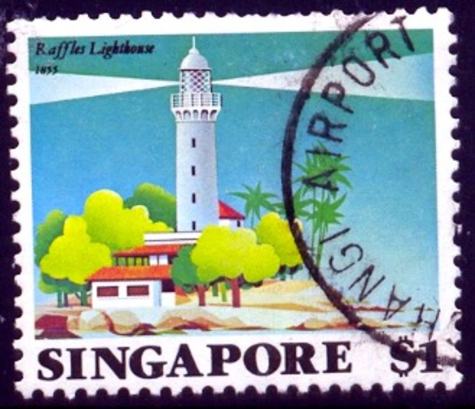 Lighthouse, Raffles, 1855, Singapore Stamp SC#399 Used - Singapur (1959-...)