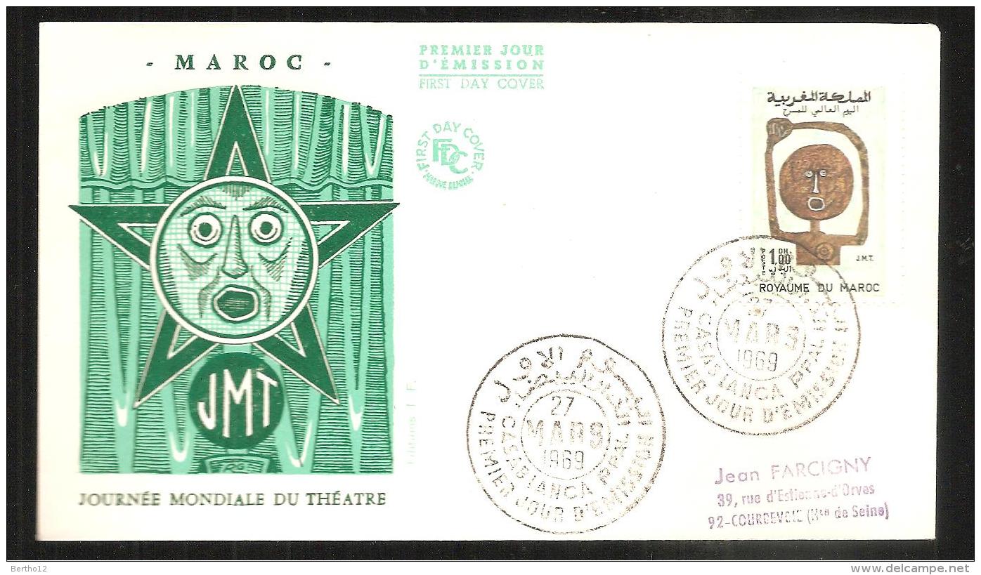 FDC   1969 Journée Mondiale Du Theatre - Morocco (1956-...)