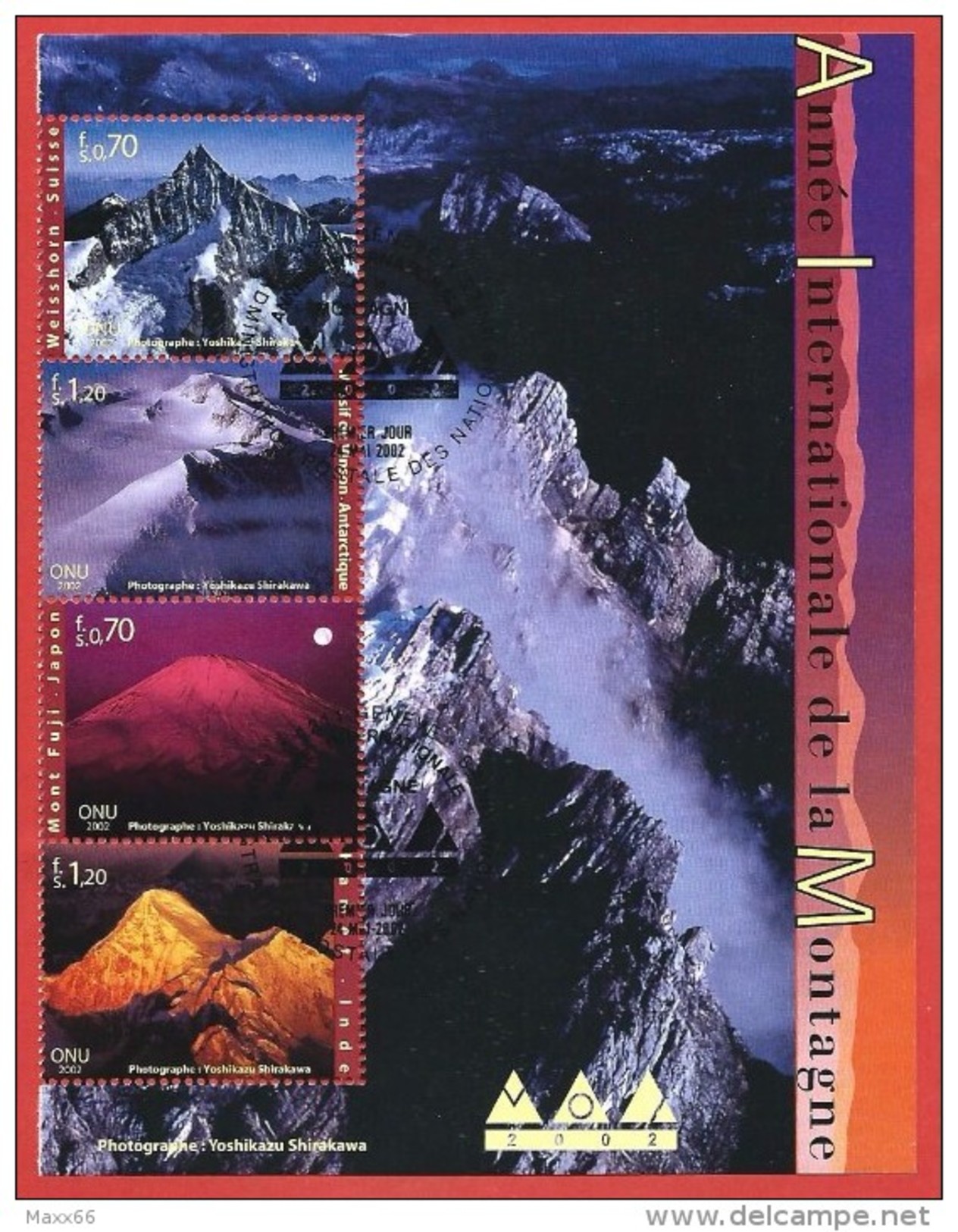 ONU NAZIONI UNITE GINEVRA FDC - 2002 - Anno Internazionale Della Montagna - 0,70 + 1,20 Fr. X 2 - Michel NT-GE 440-443 - Oblitérés