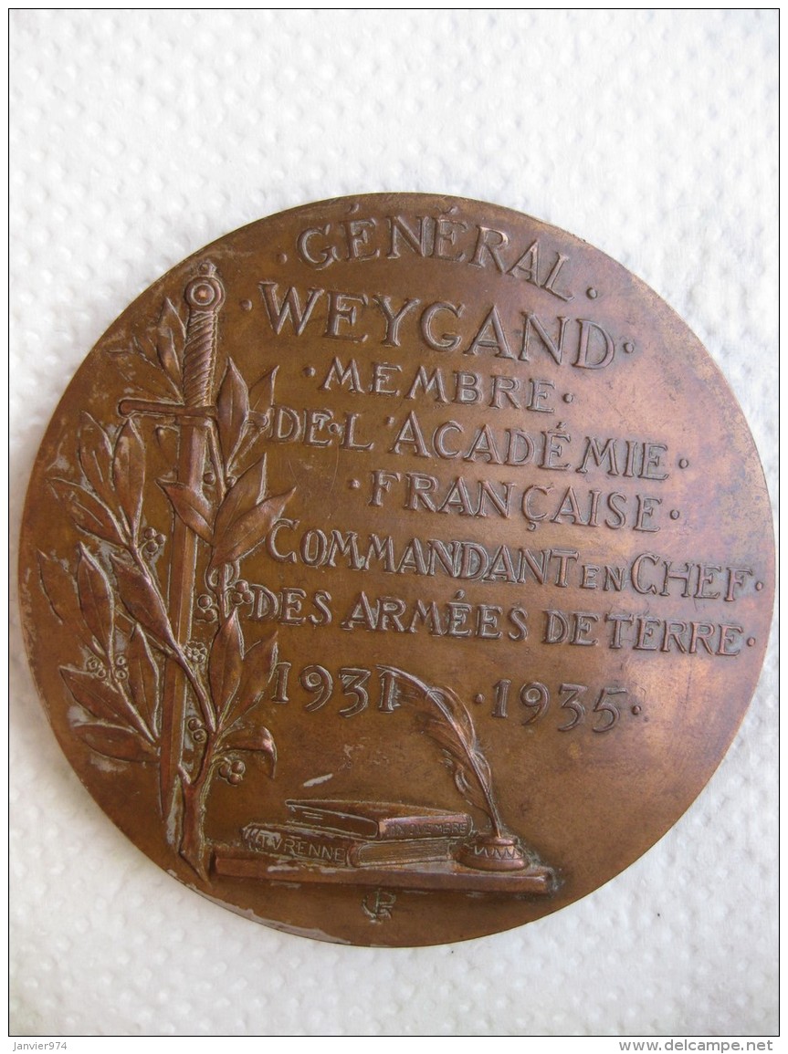 Médaille Général Weygand, Académie Française, Commandant En Chef 1931 -1935 Par Prud'homme - Autres & Non Classés