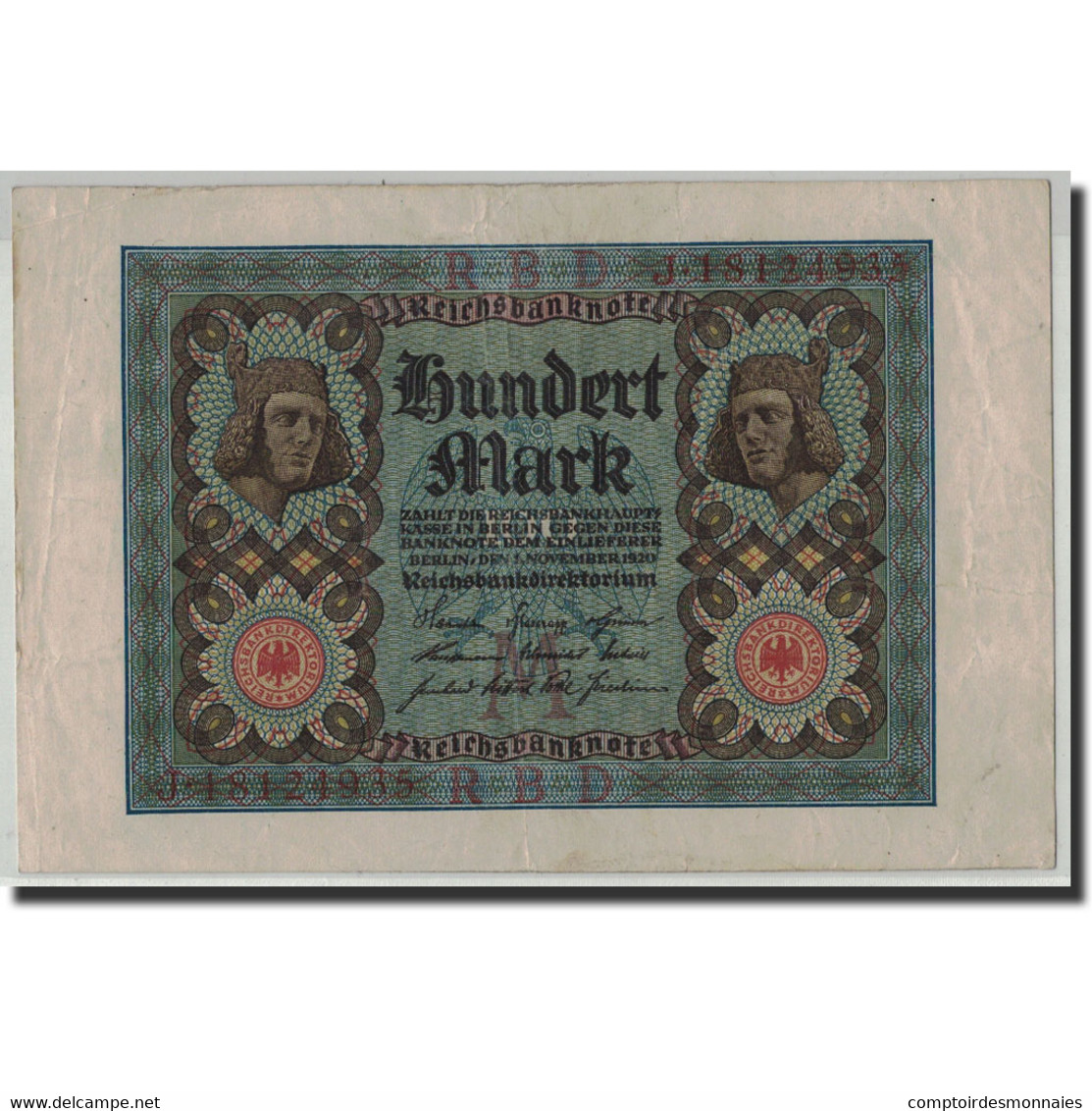 Billet, Allemagne, 100 Mark, 1920, 1920-11-01, KM:69a, TB - 100 Mark