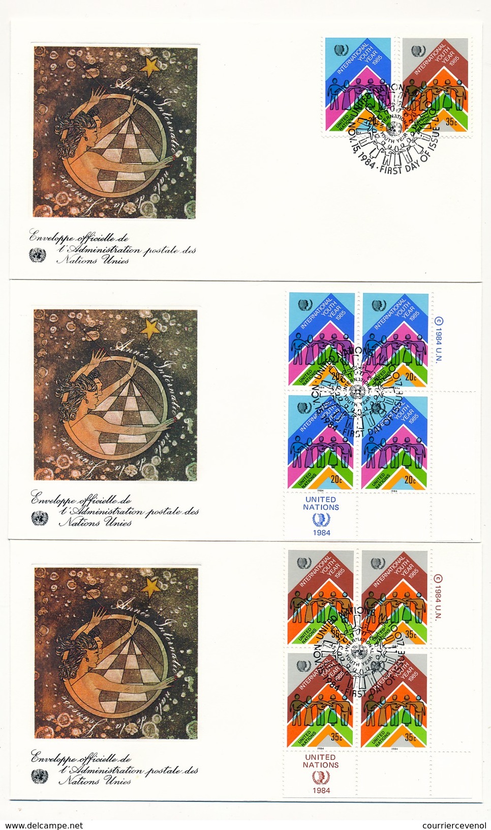 NATIONS UNIES - 5 Enveloppes FDC - Administration Postales Des Nations Unies - New-York / Genève - 1984 - Sonstige & Ohne Zuordnung