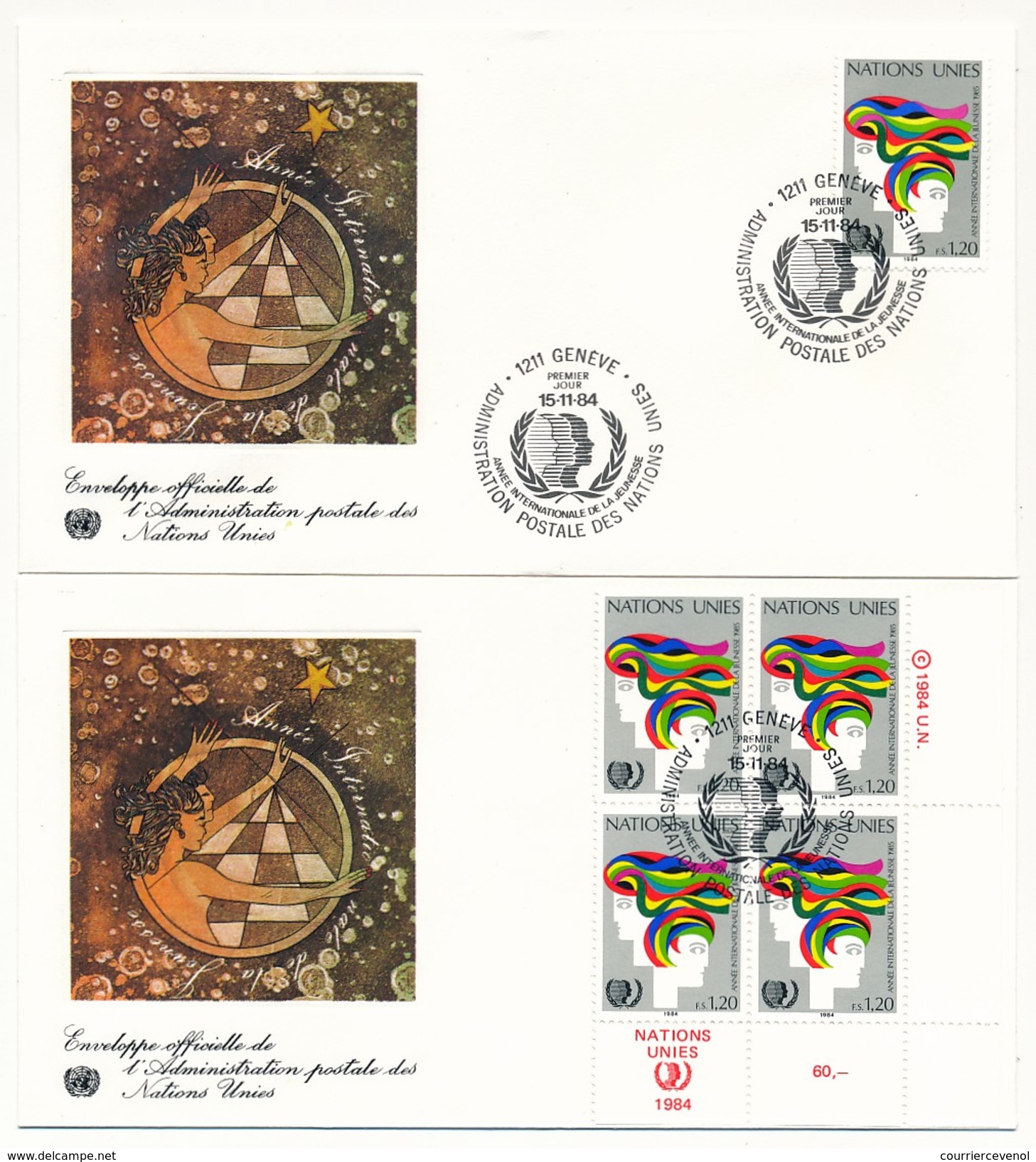 NATIONS UNIES - 5 Enveloppes FDC - Administration Postales Des Nations Unies - New-York / Genève - 1984 - Sonstige & Ohne Zuordnung