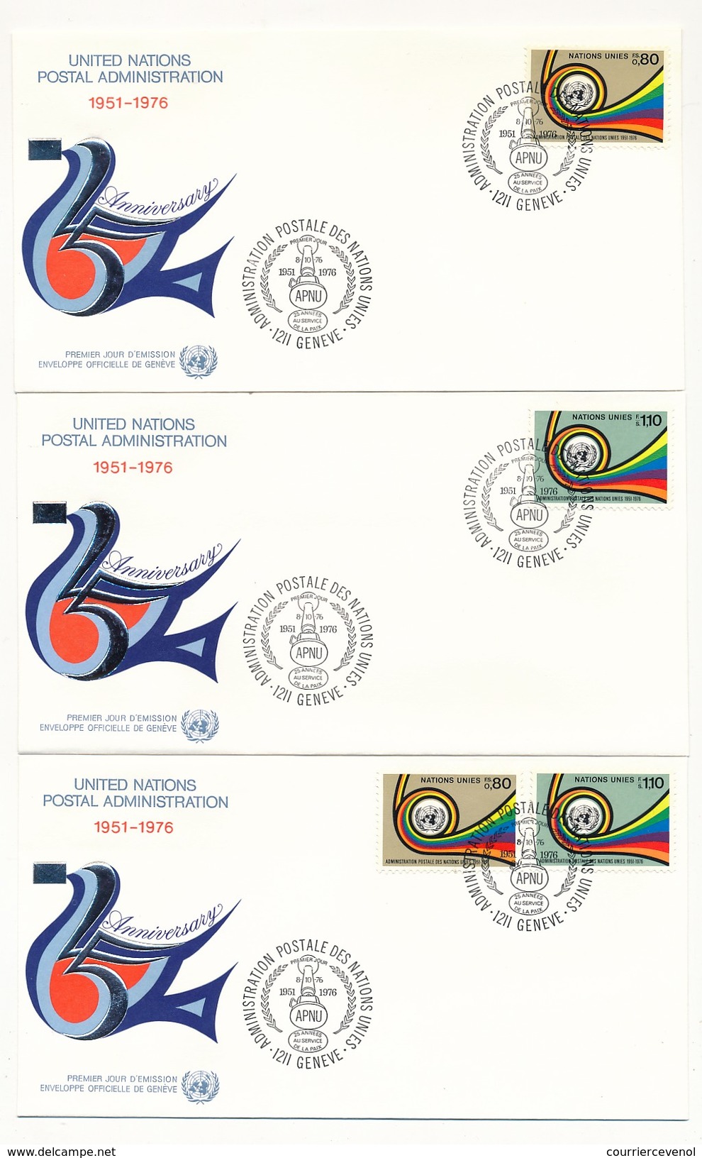 NATIONS UNIES - 11 Enveloppes FDC- 25eme Anniversaire Administration Postales Des Nations Unies - New-York /Genève -1984 - Other & Unclassified