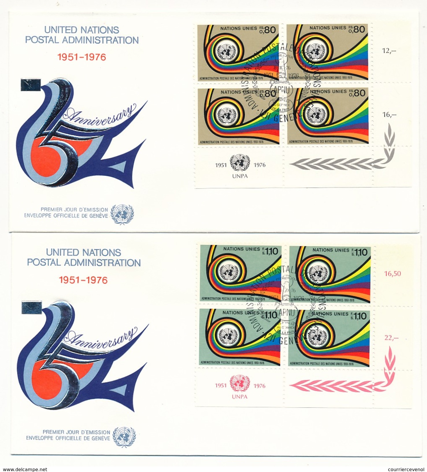 NATIONS UNIES - 11 Enveloppes FDC- 25eme Anniversaire Administration Postales Des Nations Unies - New-York /Genève -1984 - Autres & Non Classés