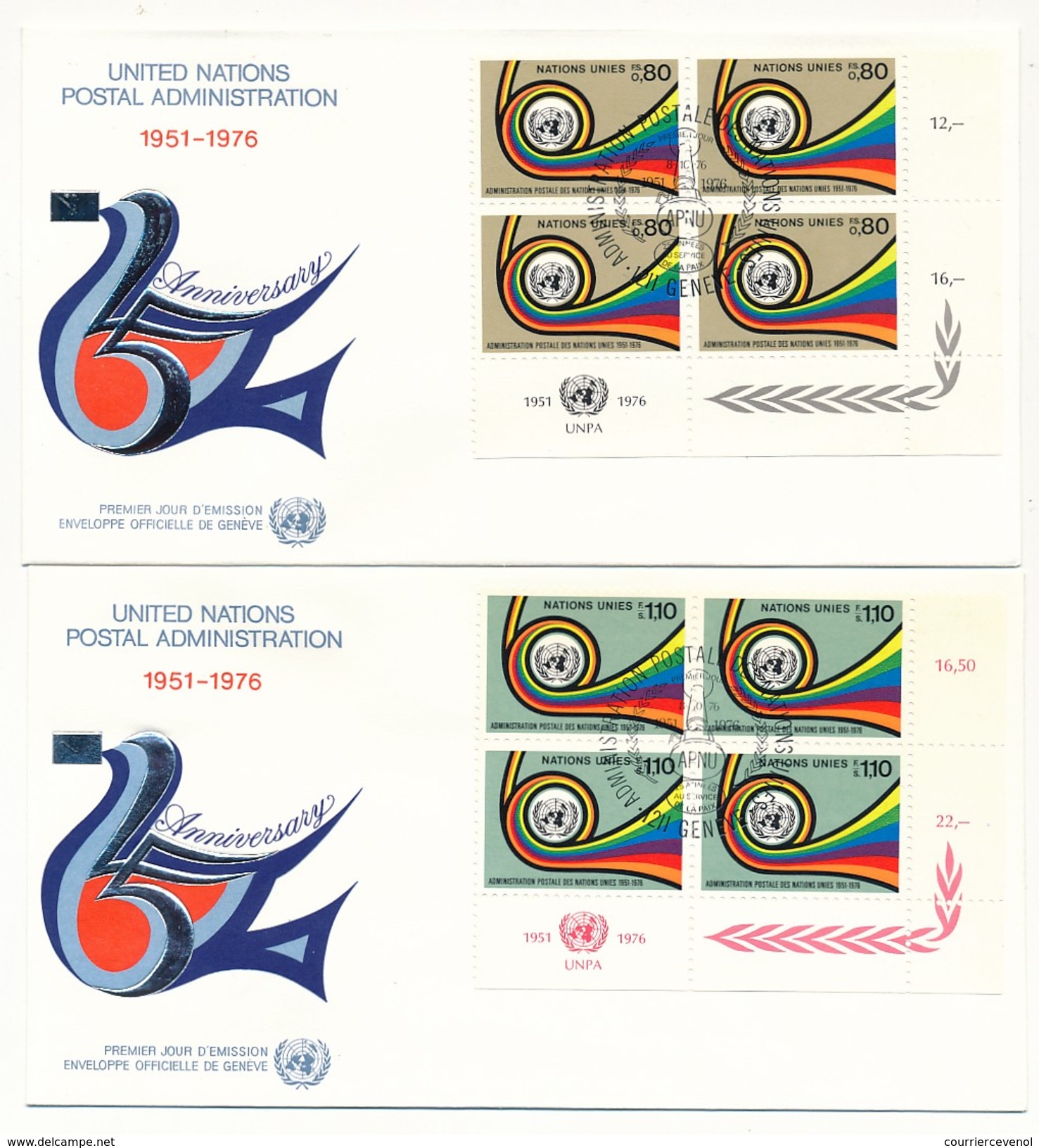 NATIONS UNIES - 11 Enveloppes FDC- 25eme Anniversaire Administration Postales Des Nations Unies - New-York /Genève -1984 - Other & Unclassified