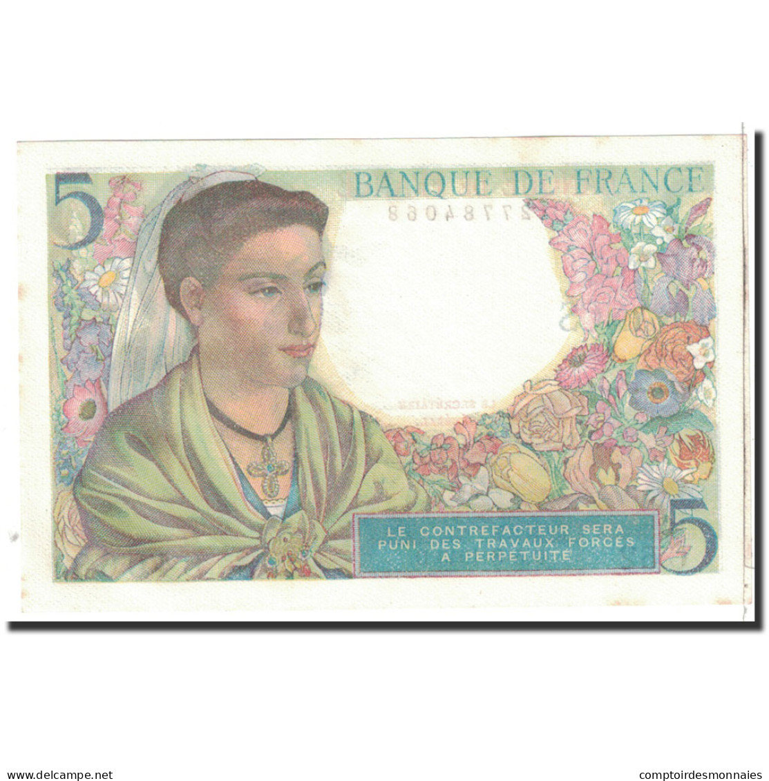 Billet, France, 5 Francs, 1943, 1943-08-05, SPL+, Fayette:5.3, KM:98a - 5 F 1943-1947 ''Berger''
