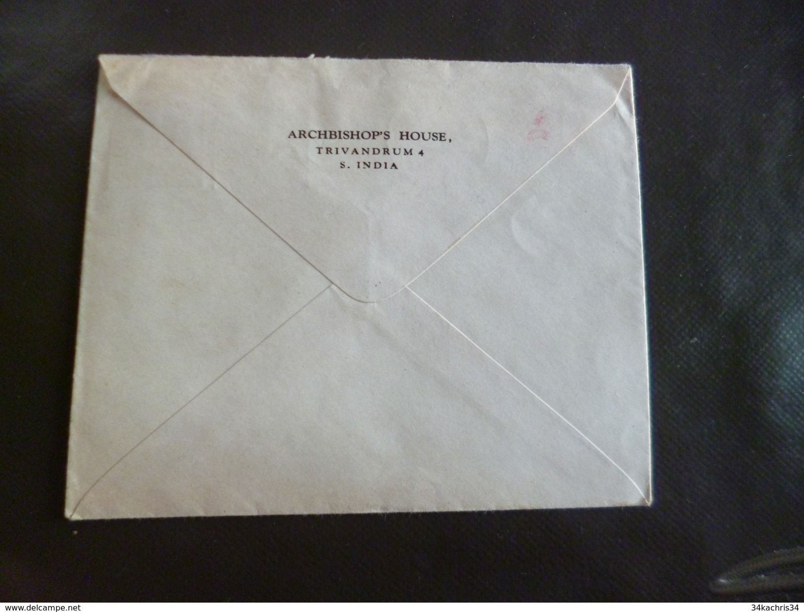Lettre Inde India  EMA Rouge Par Avion Via Air Mail 4/03/1957 Trivandrum Pour Marseille - Briefe U. Dokumente