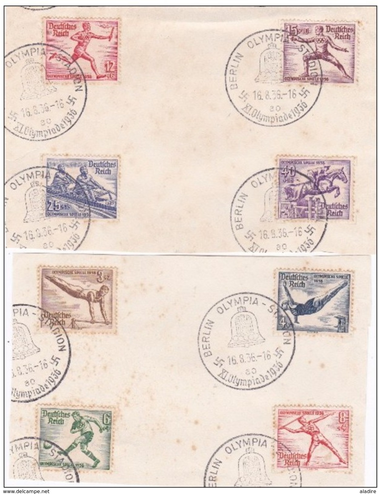 1936 - Allemagne - WW2 - 2e Guerre Mondiale - Berlin - Jeux Olympiques D' été - Série De Timbres Sur Documents Souvenirs - Lettres & Documents