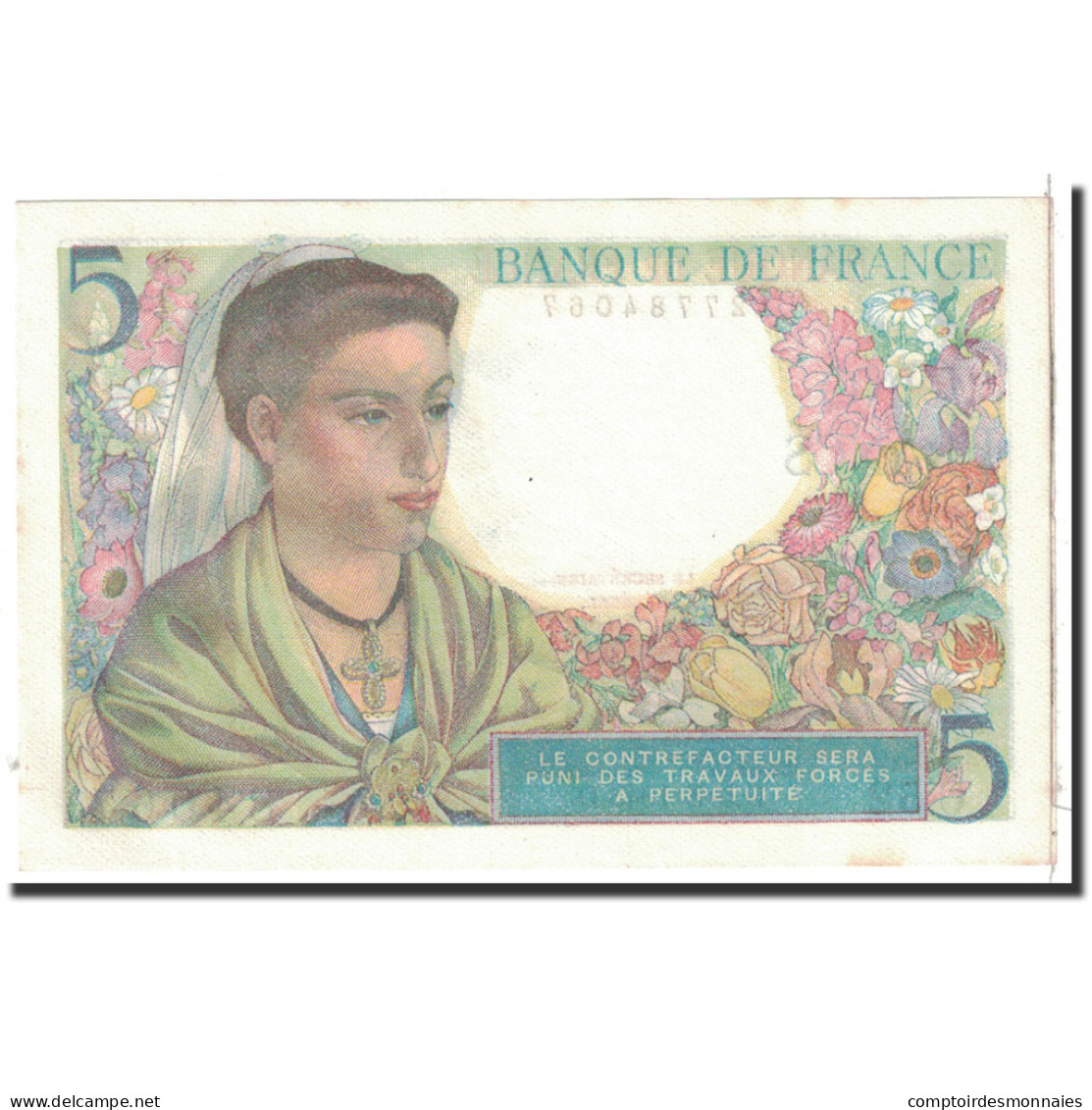 Billet, France, 5 Francs, 1943, 1943-08-05, SUP+, Fayette:5.3, KM:98a - 5 F 1943-1947 ''Berger''