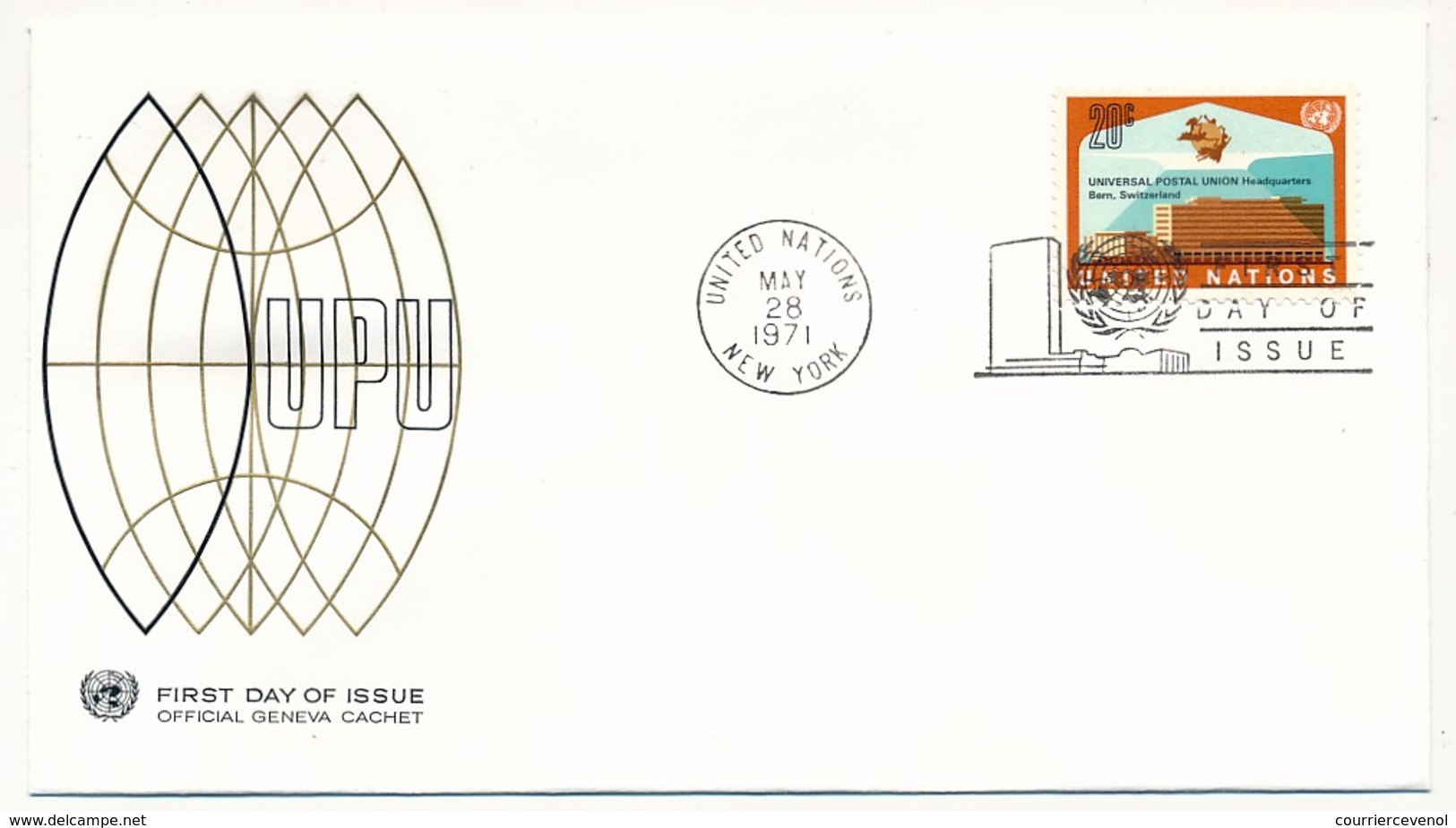 NATIONS UNIES - 4 Enveloppes FDC - Union Postale Universelle - New-York / Genève - 1971 - U.P.U.