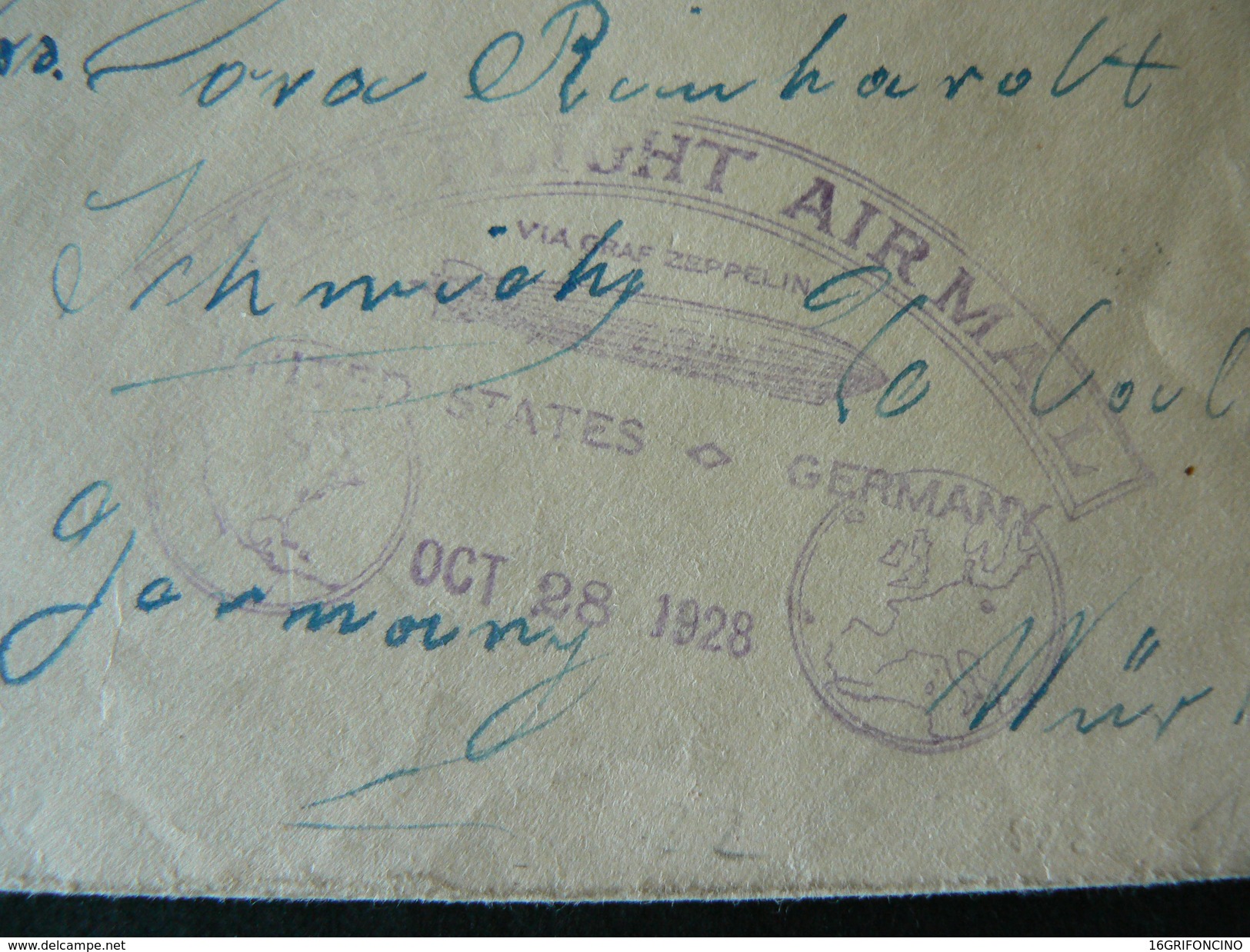 FIRST FLIGHT VIA GRAF ZEPPELING..  AIR MAIL FROM  U.S.A TO GERMANY.. 28 OCTOBER 1928..// 1° VOLO DAGLI U.S.A - Souvenirs & Special Cards