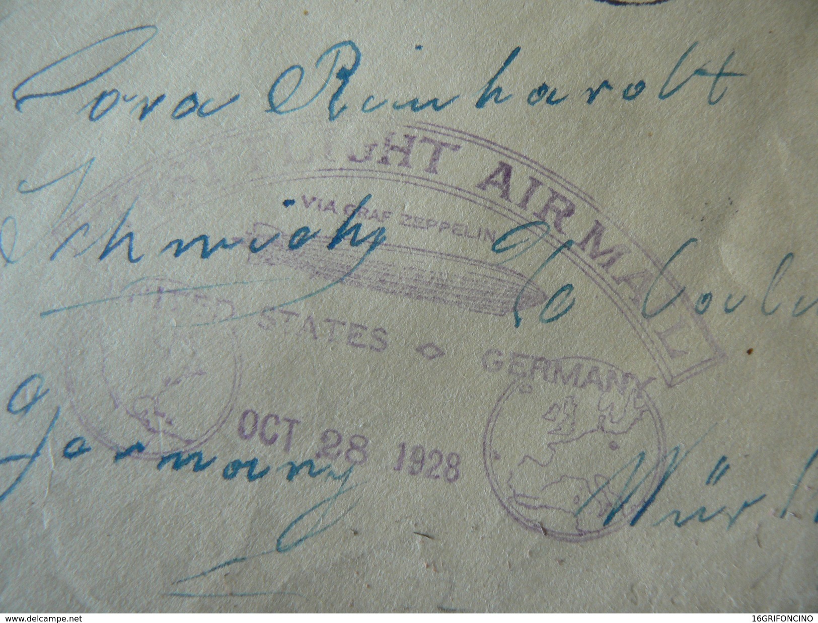 FIRST FLIGHT VIA GRAF ZEPPELING..  AIR MAIL FROM  U.S.A TO GERMANY.. 28 OCTOBER 1928..// 1° VOLO DAGLI U.S.A