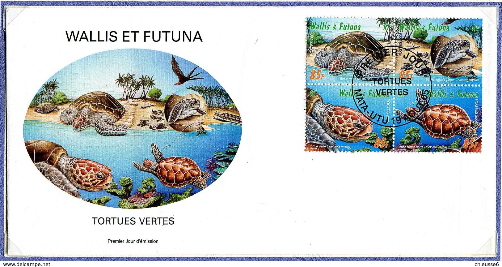 Wallis Et Futuna Env. Tbres Du Bloc N° 20 - Reptiles Marins : Les Tortues Vertes - - Ungebraucht