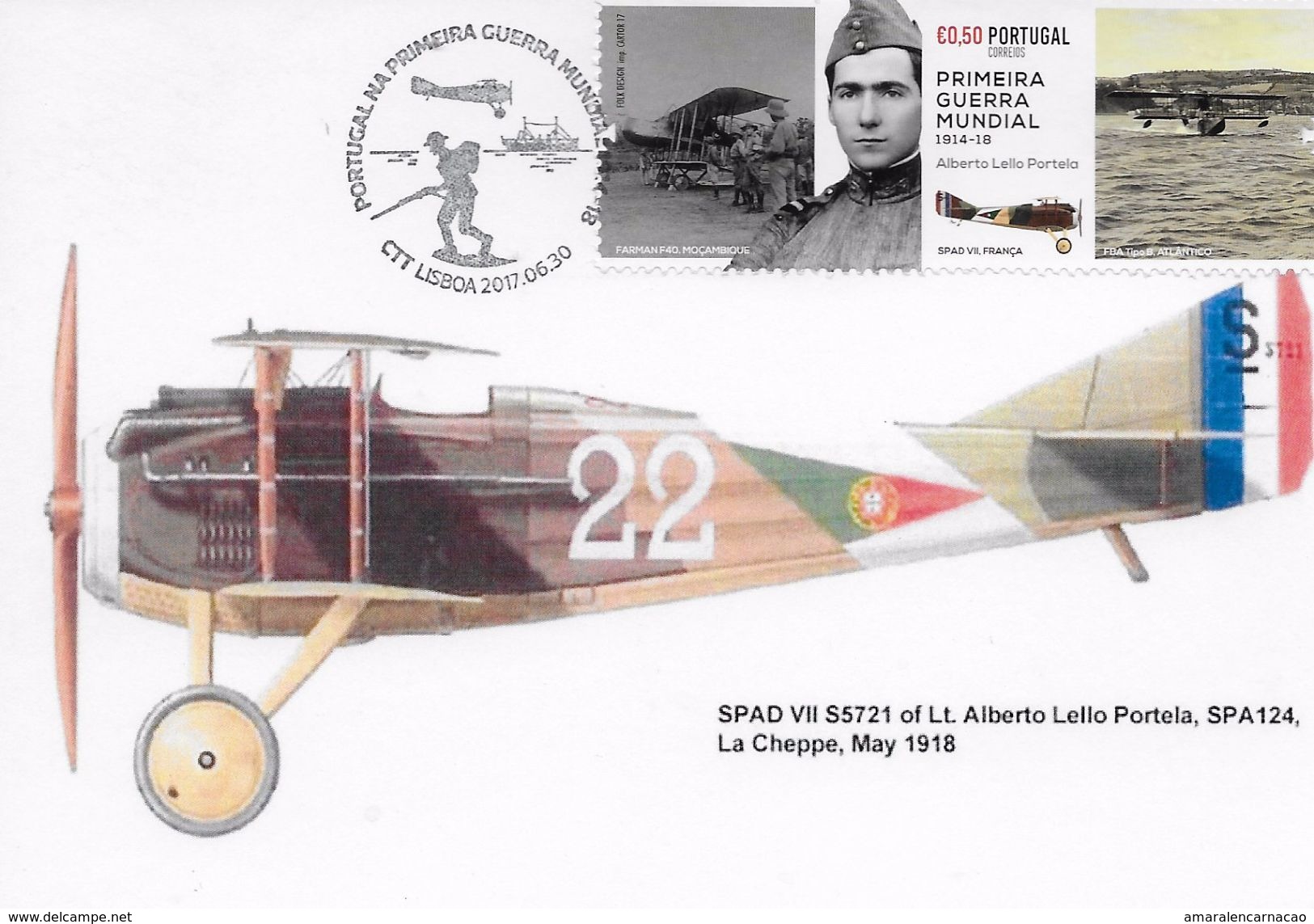 CARTE MAXIMUM- MAXICARD- MAXIMUNKARTEN - MAXIMUM CARD - PORTUGAL - 1ª. GRANDE GUERRE - AVION SPAD VII 35721 - Maximumkaarten