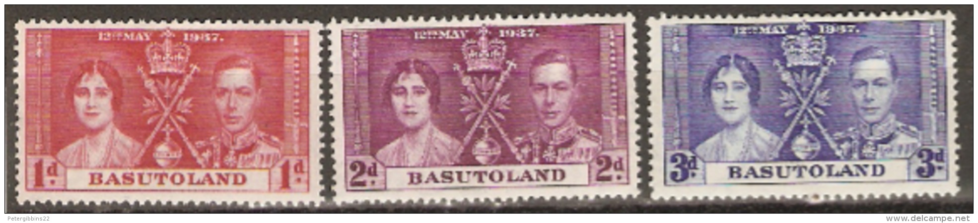 Basutoland  1937 SG  15-17  Coronation  Unmounted Mint - 1933-1964 Crown Colony