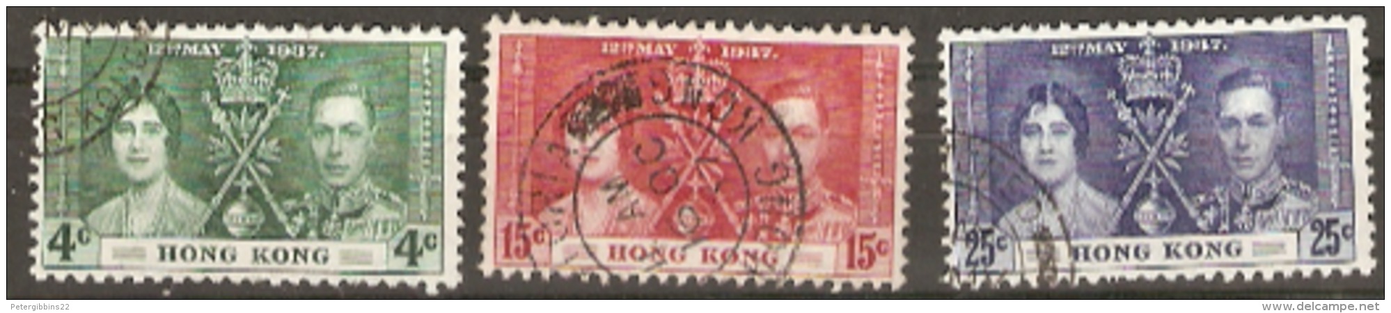 Hong Kong  1937  SG 137-9  Coronation Fine Used - Neufs