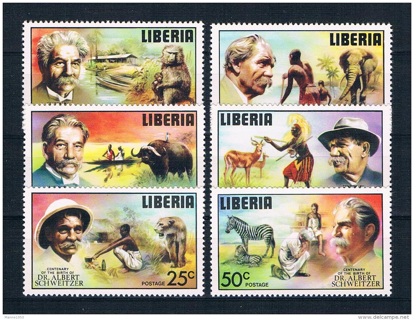 Liberia 1975 Nobelpreis Mi.Nr. 960/65 Kpl. Satz ** - Liberia