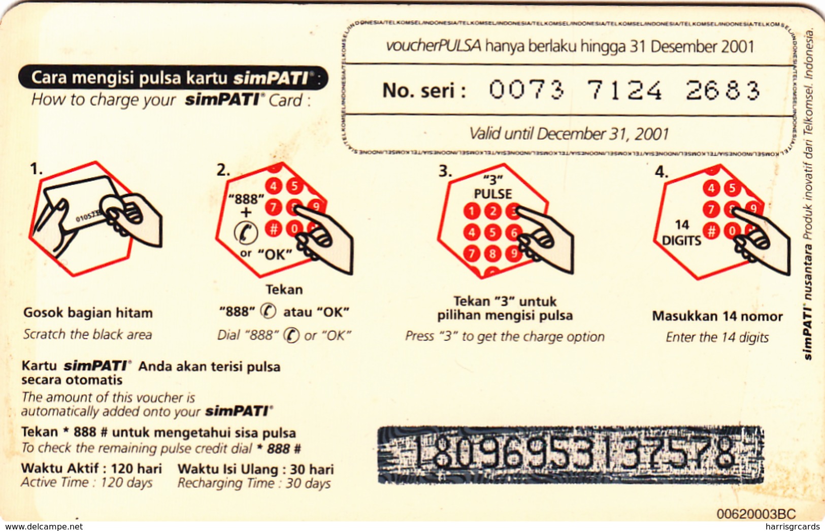 INDONESIA - Simpati, Indosat Prepaid Card 150,000 Rp, Used - Indonesia