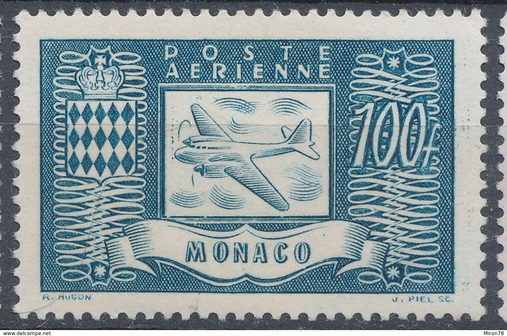 Stamp Monako Airmail 1946 100fr MNG - Airmail