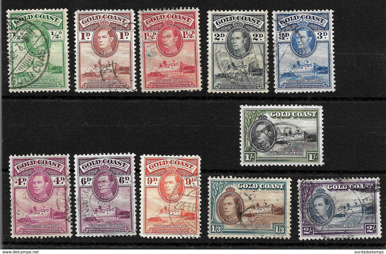 Gold Coast 1938 KGVI Complete Set To 2/- Used (5507) - Gold Coast (...-1957)