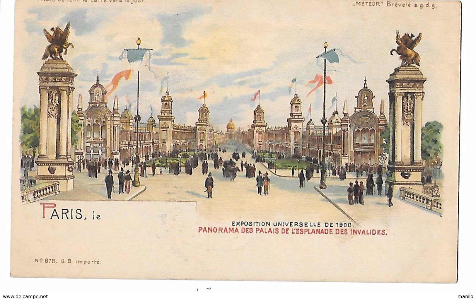 Carte à Système METEOR - EXPOSITION UNIVERSELLE 1900 - PARIS -ESPLANADE DES INVALIDES Tenir La Carte Vers Le Jour N° 675 - Contre La Lumière