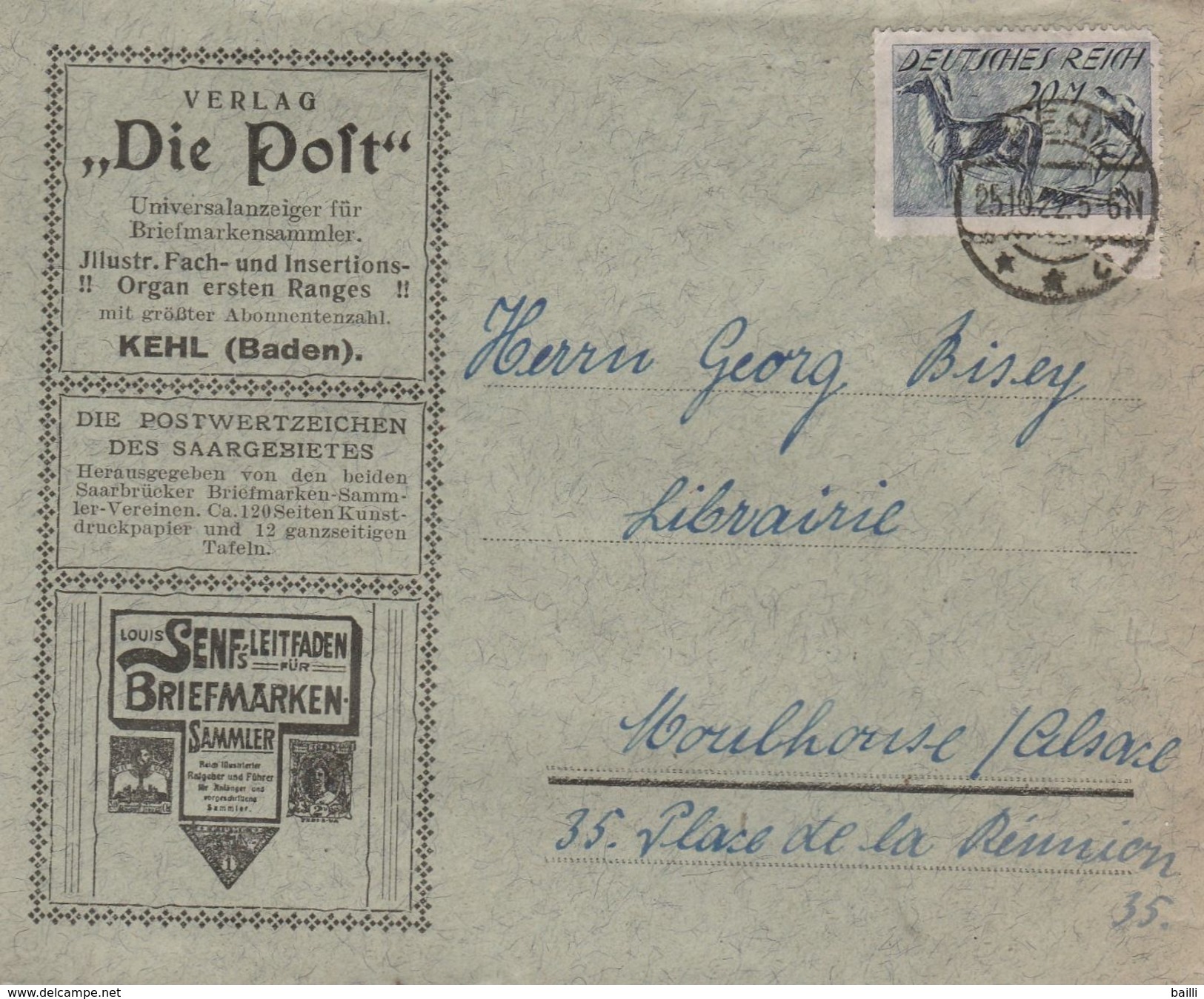 Allemagne Lettre De Kehl 1922 - Altri & Non Classificati