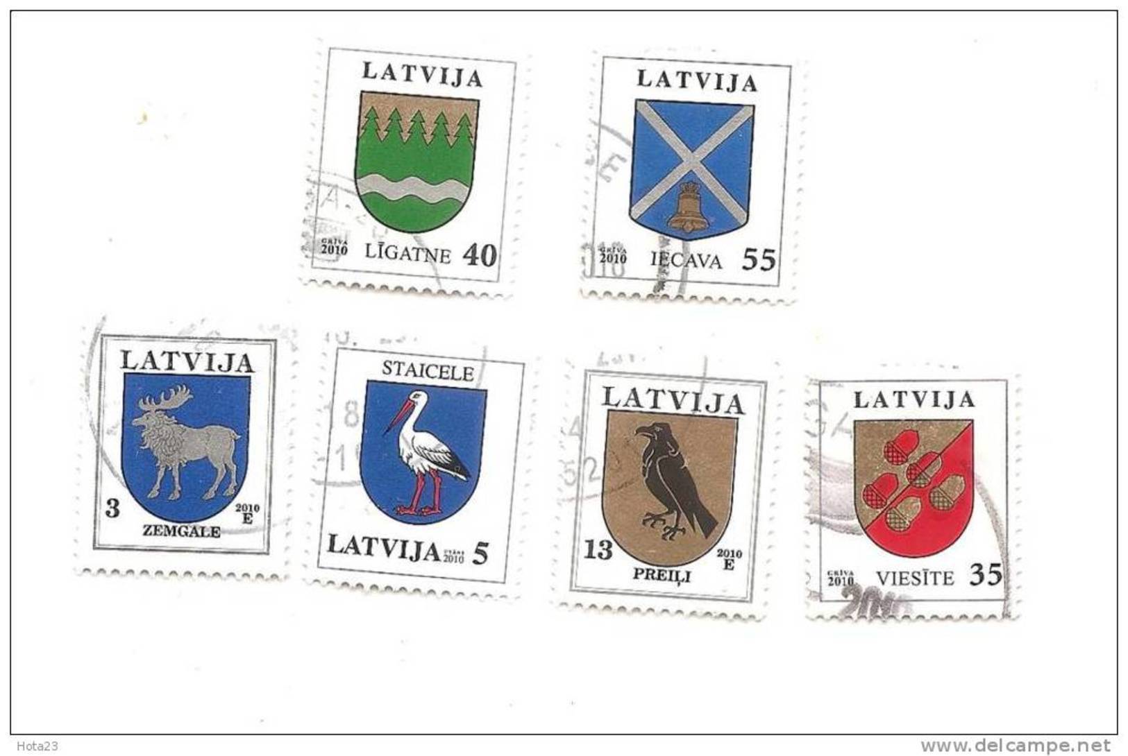 Lettland - Bird Jackdaw ,Stork, Tier Elk 2010 Year  FULL YEAR SET USED (0) - Latvia