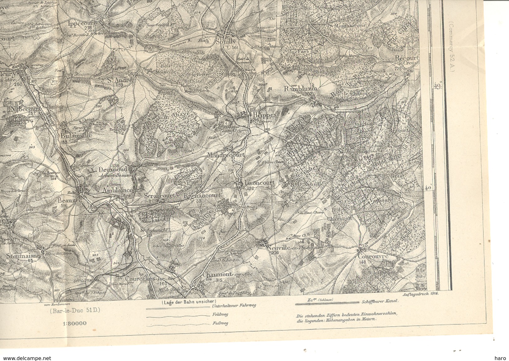 Carte D'état Major- 1 : 80 000 -  BAR - LE - DUC  (51B) Edition Allemande  (b215)- Guerre 14/18 - Cartes Géographiques