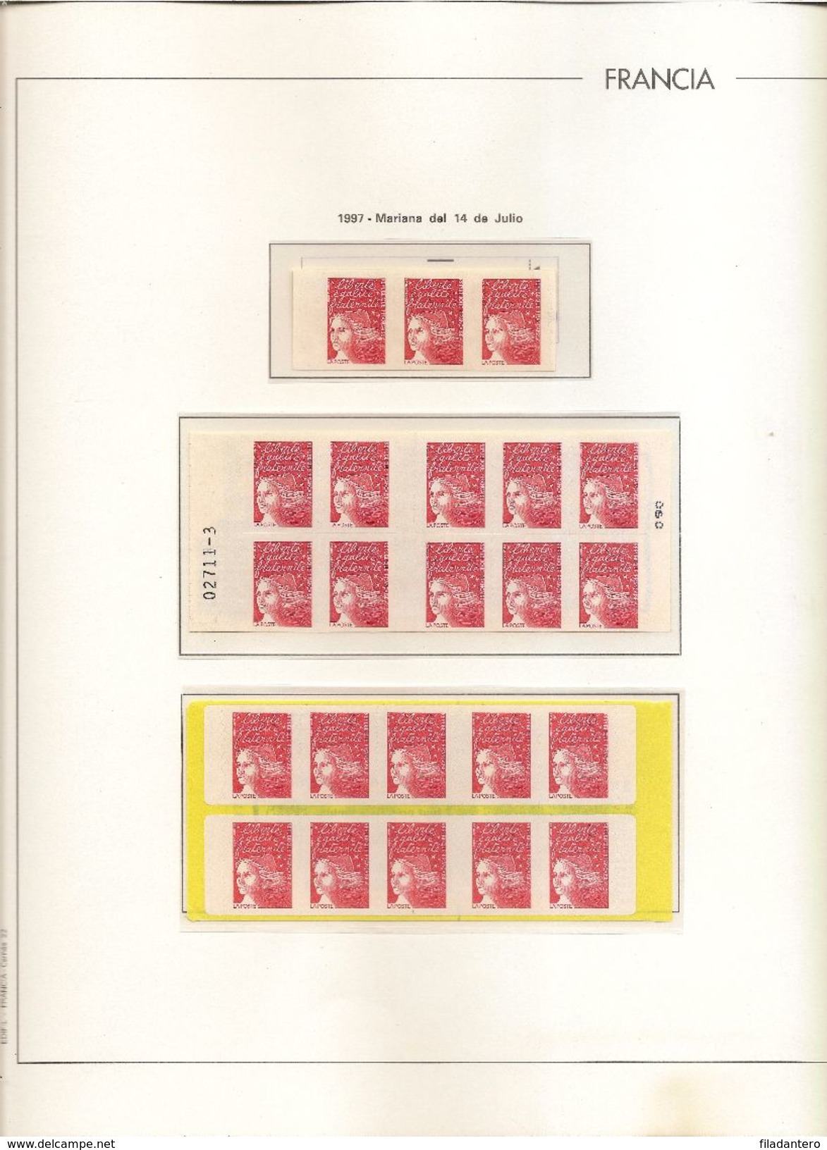 FRANCIA  Hojas Edifil  filoestuchadas  Carnets1/23 con carnets originales NL566