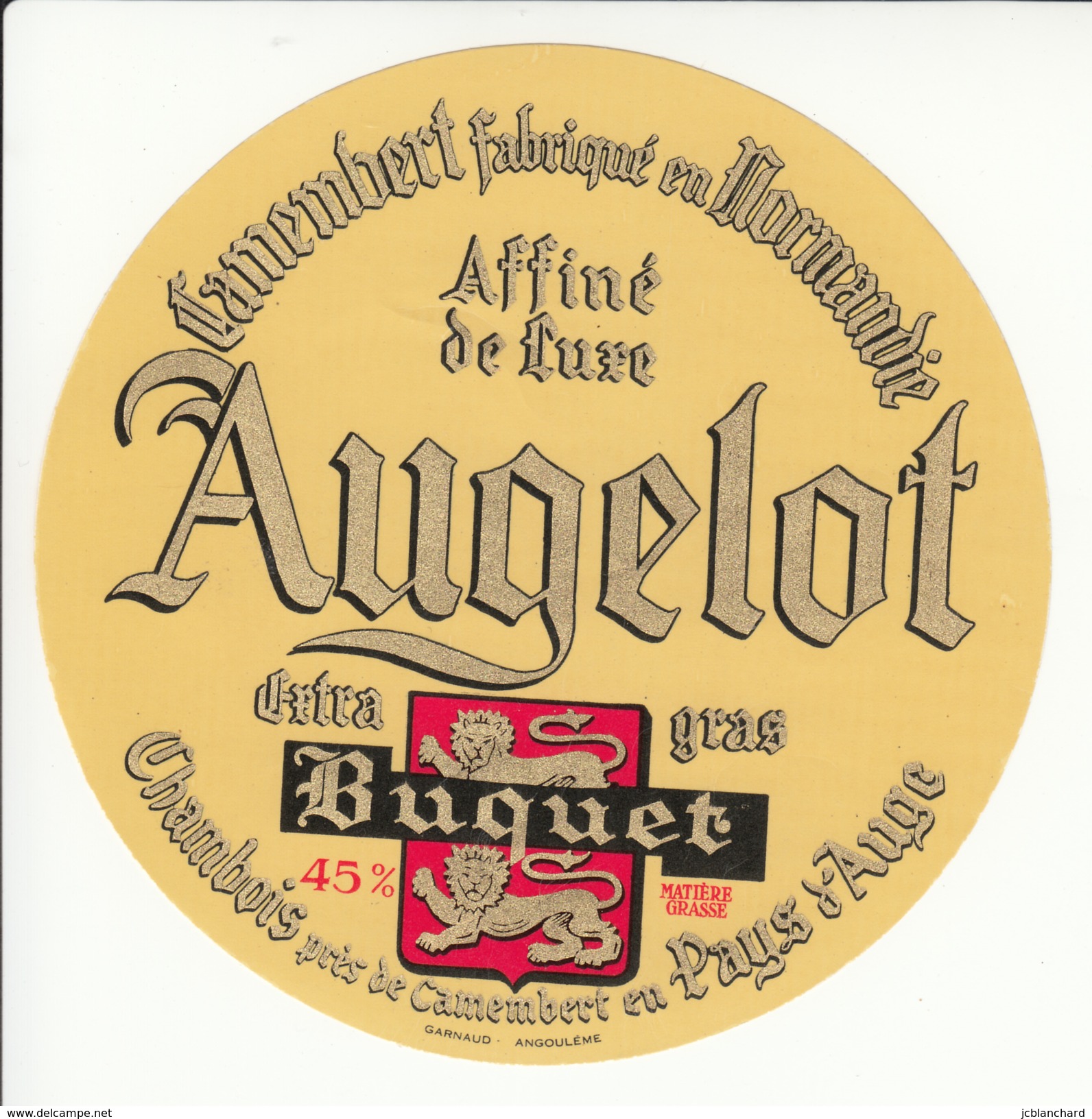 Etiquette De Fromage Camembert Augelot Buquet - Fromage