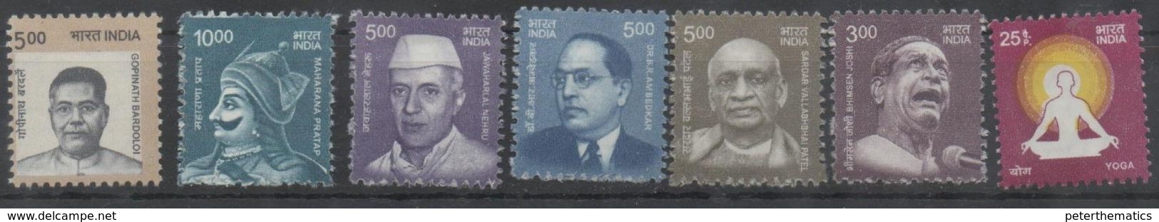 INDIA, 2017, MNH,FAMOUS PERSONS, NEHRU, YOGA,7v - Other & Unclassified