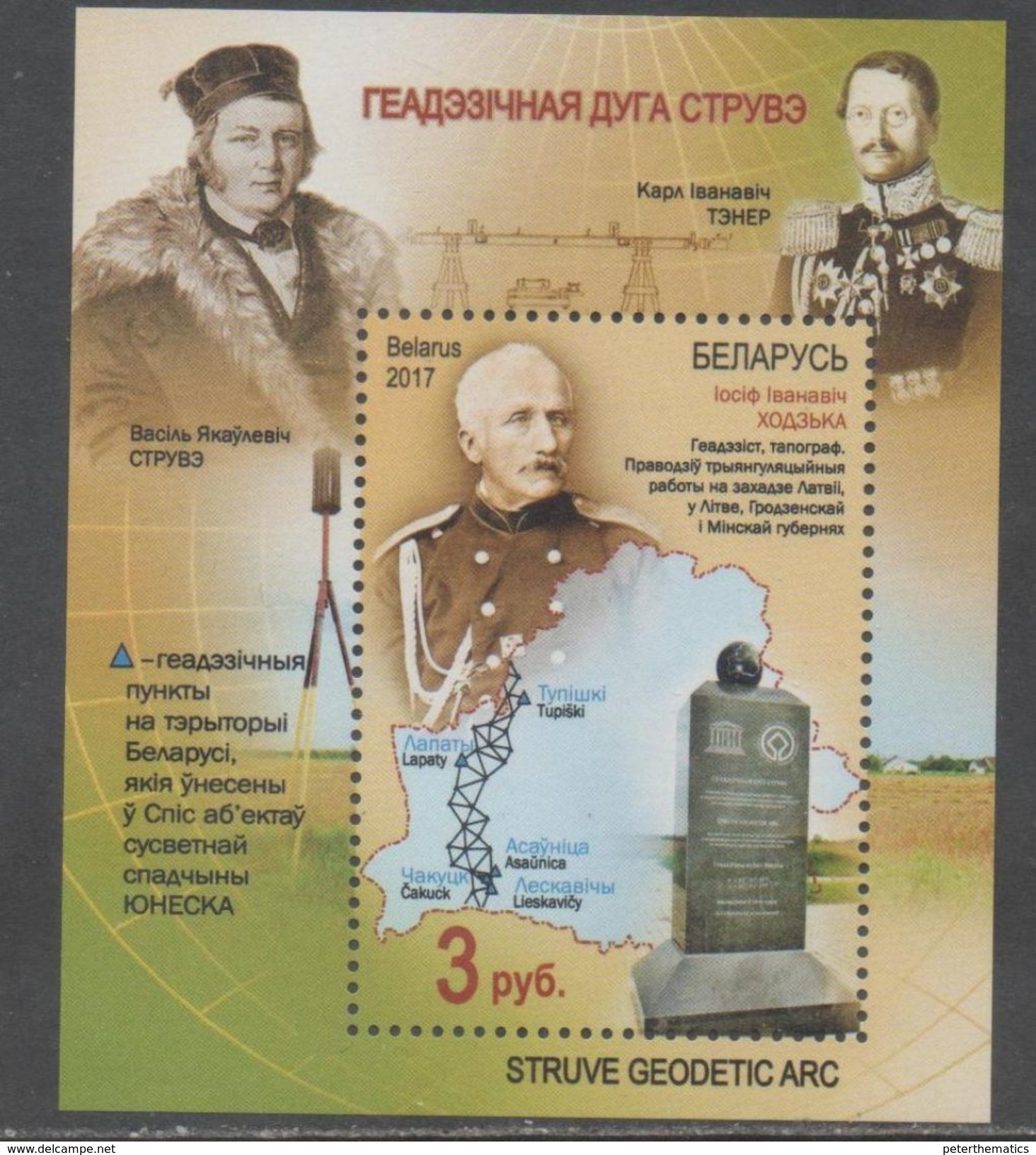 BELARUS , 2017, MNH, STRUVE GEODETIC ARC, S/SHEET - Other & Unclassified