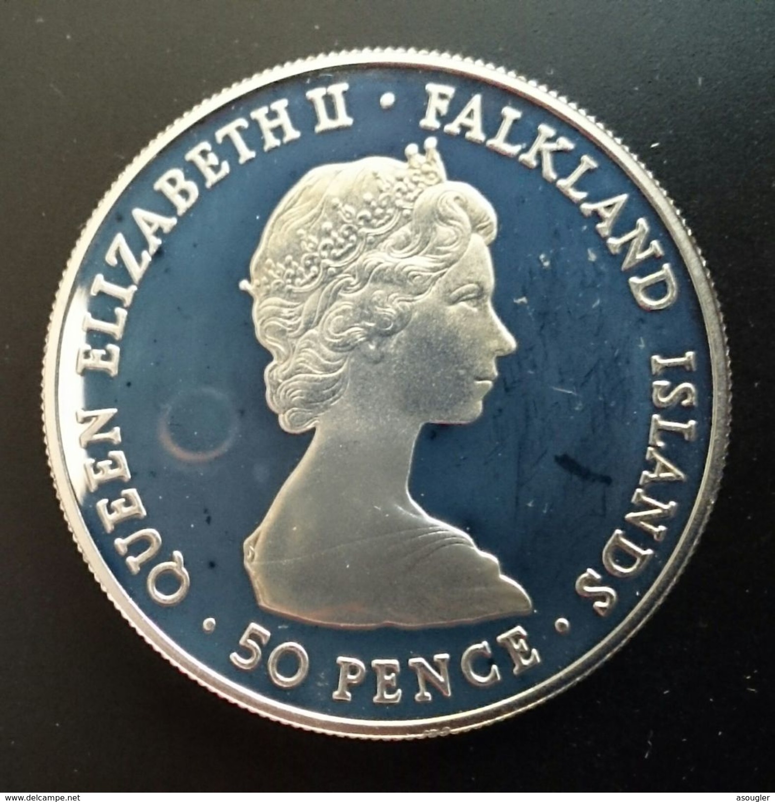 Falkland Islands 50 Pence 1983 SILVER PROOF "150th Anniversary Of British Rule"  (free Shipping Via Registered Air Mail) - Falklandinseln