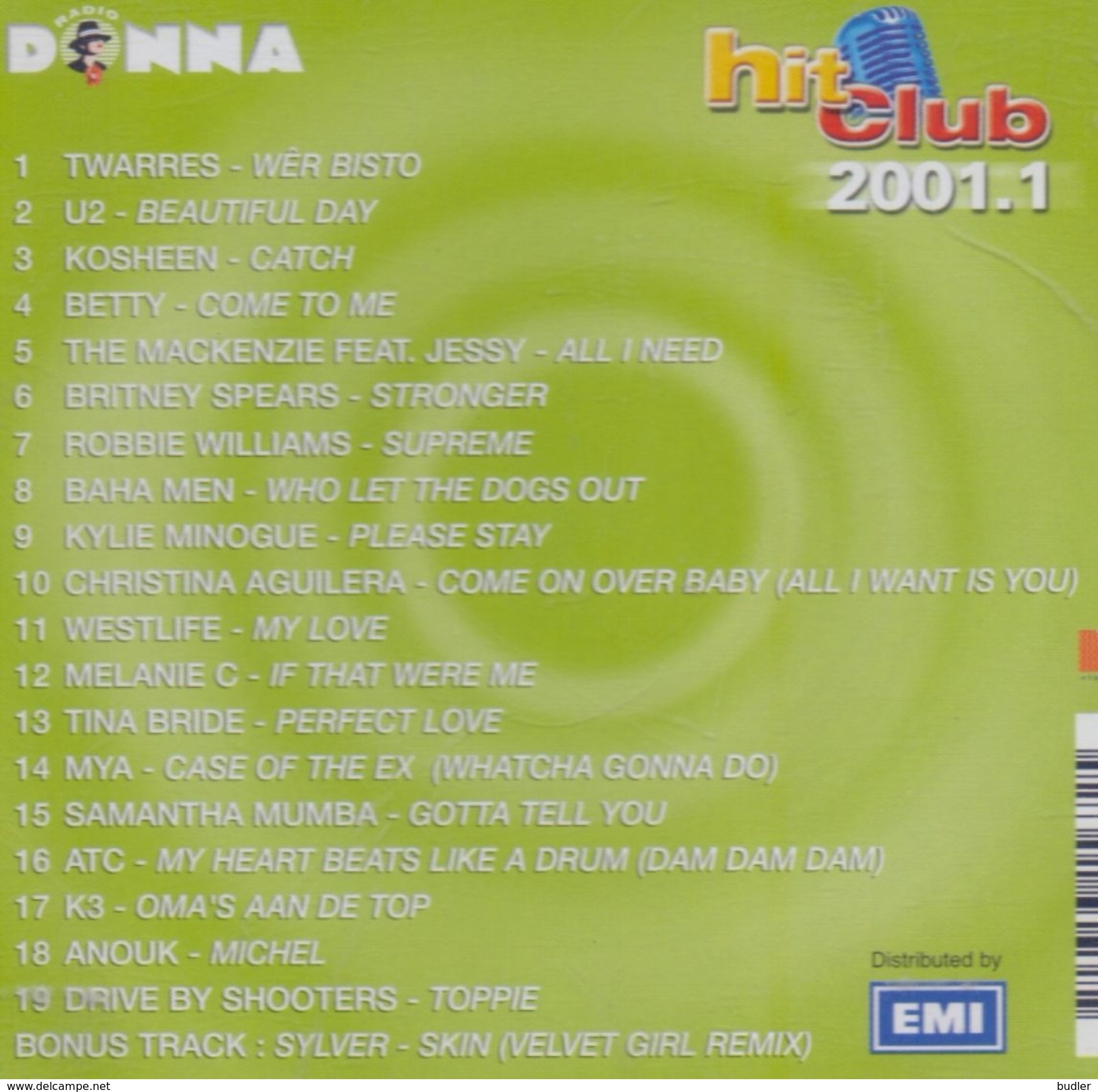 HIT CLUB – 2001.1 Met O.a. U2, Betty, Britney Spears, Robbie Williams,  Kylie Monogue, Chrsitina Aguilera, Anouk, ... - Disco & Pop