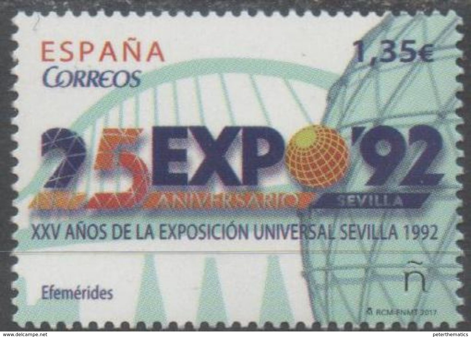 SPAIN, 2017, MNH, 25TH ANNIVERSARY OF SEVILLA EXPO '92, 1v - 1992 – Sevilla (España)