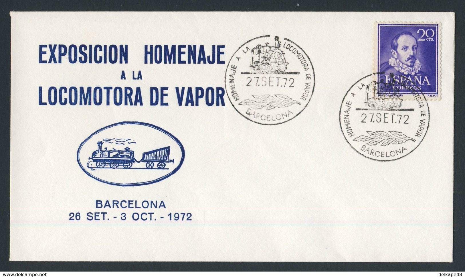 Spain Espana 1972 Cover / Brief / Lettre - Exhibition Tribute Steam Locomotive / Ausstellungshommage Dampflokomotive - Treinen