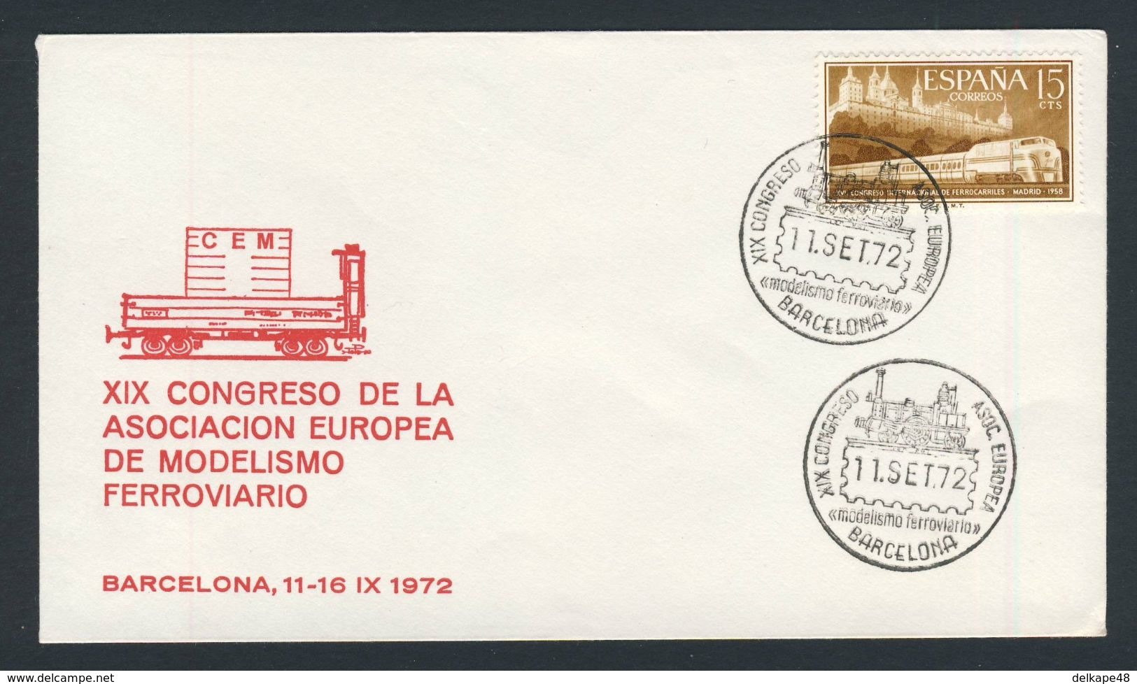 Spain Espana 1972 Cover / Brief / Lettre - XIX Congress European Association Of Railway Modeling / Eisenbahnmodellierung - Treinen