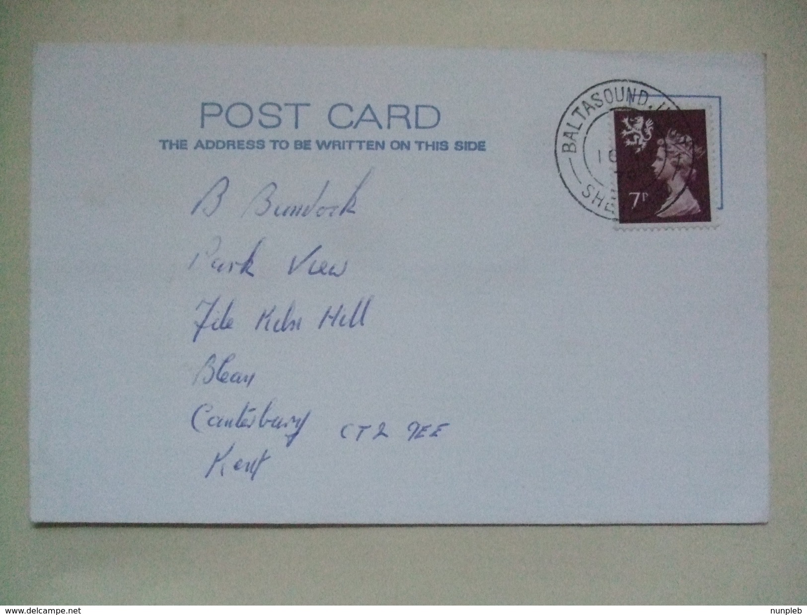 SHETLAND ISLANDS - 1979 Postcard With Baltasound Postmark - Ortsausgaben
