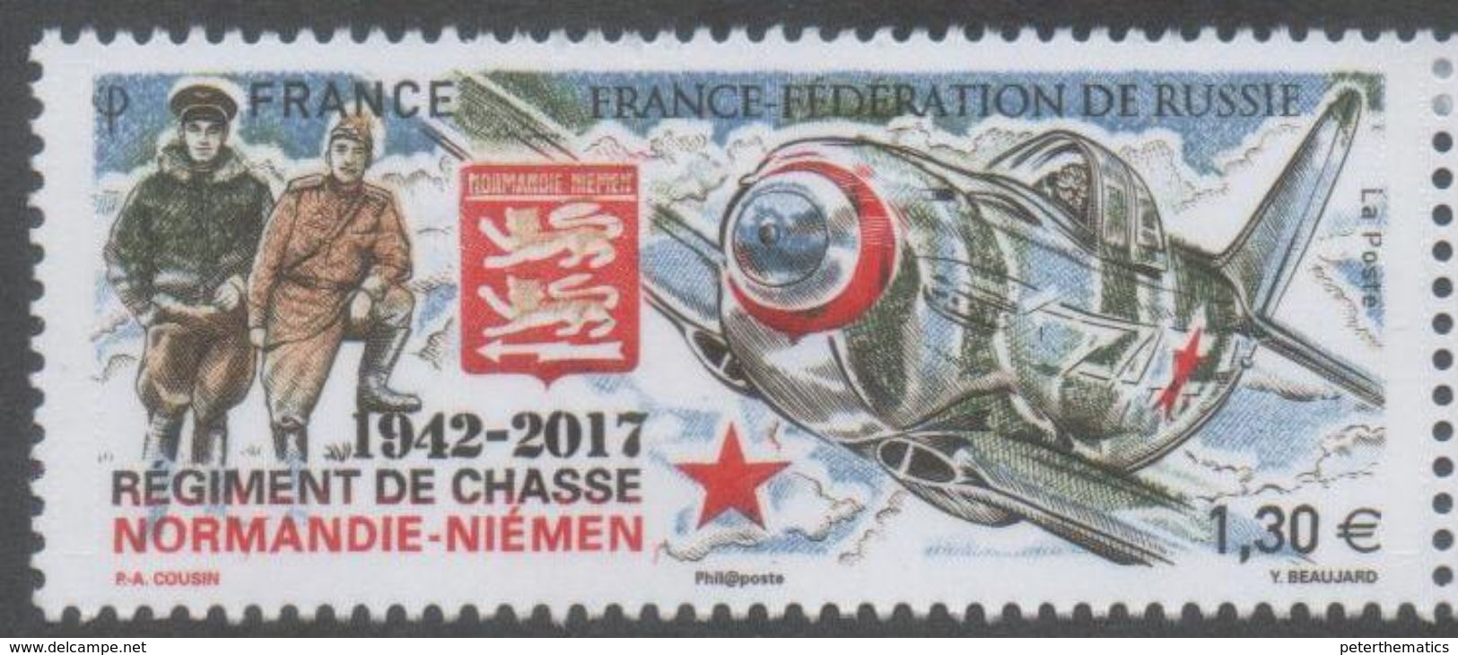 FRANCE, 2017, MNH, JOINT ISSUE WITH RUSSIA, WWII, PLANES, 1v - Joint Issues